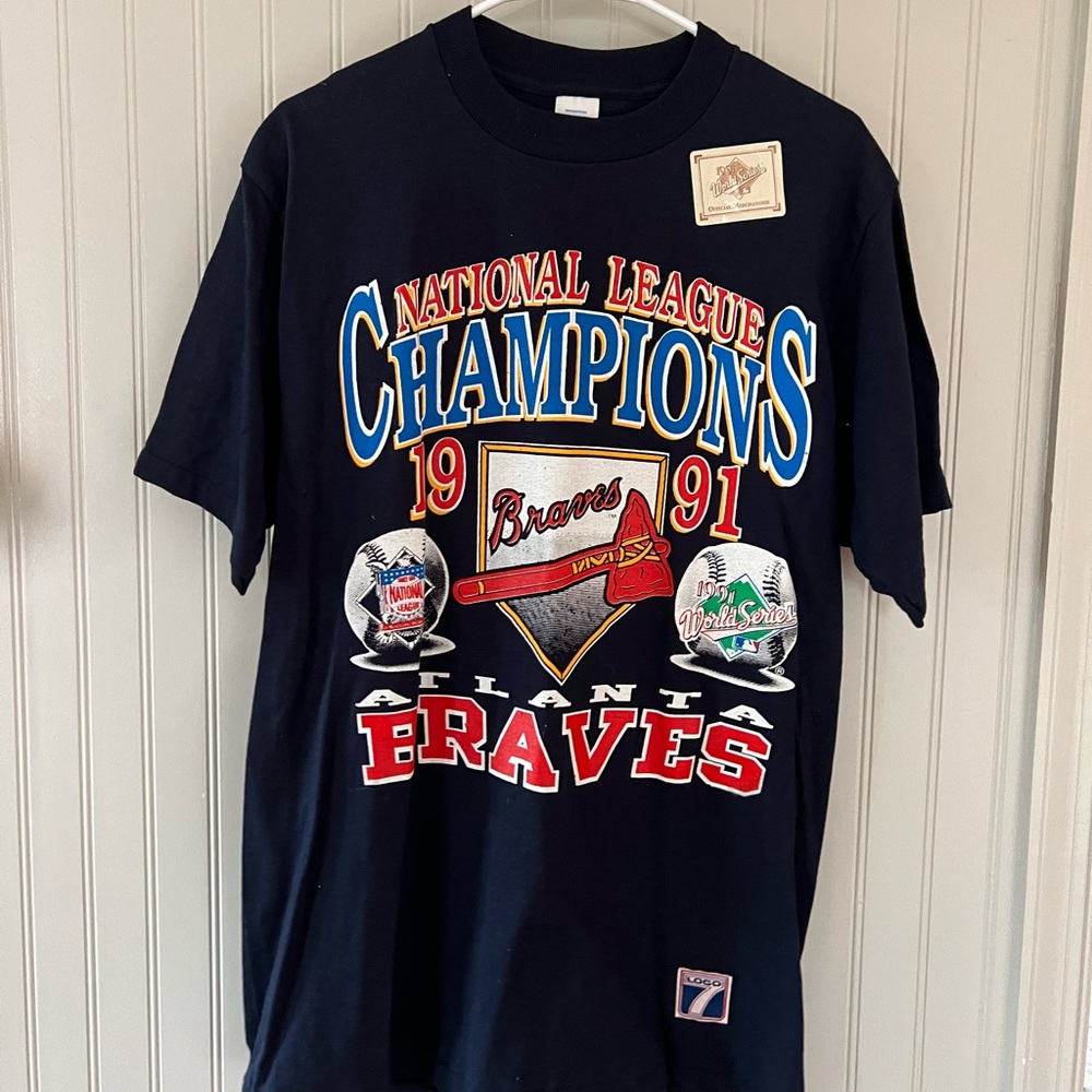 1991 Atlanta Braves World Series Vintage Short Sleeve T Shirt Size Large